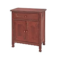 Rustic Cottage Accent Cabinet with 1 Drawer and 2 Doors, Red Antique