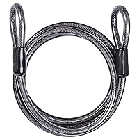 DELSWIN Security Steel Cable with Loops - 3/8 inch (10 mm) Thick (6' or 15') Heavy Duty Bike Steel Cable Vinyl Coated Braided Cable for U-Lock and Padlock