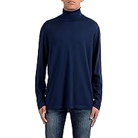 Kiton Napoli Men's Cashmere Silk Dark Blue Turtleneck Sweater US 2XL IT 56