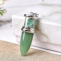 Marka Jewelery ® Green Aventurine Bullet Shape Crystal Pendent for for Men & Women Necklace