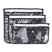 Disney Travel Bag, Toiletry, TSA Approved Pouch, Zip Bag, Quart Size Airline Compliant, Clear-Sided, Baby, Diaper Bag Organization, Accessories, Packing, Set of 3 Sizes, Mickey Mouse Icon