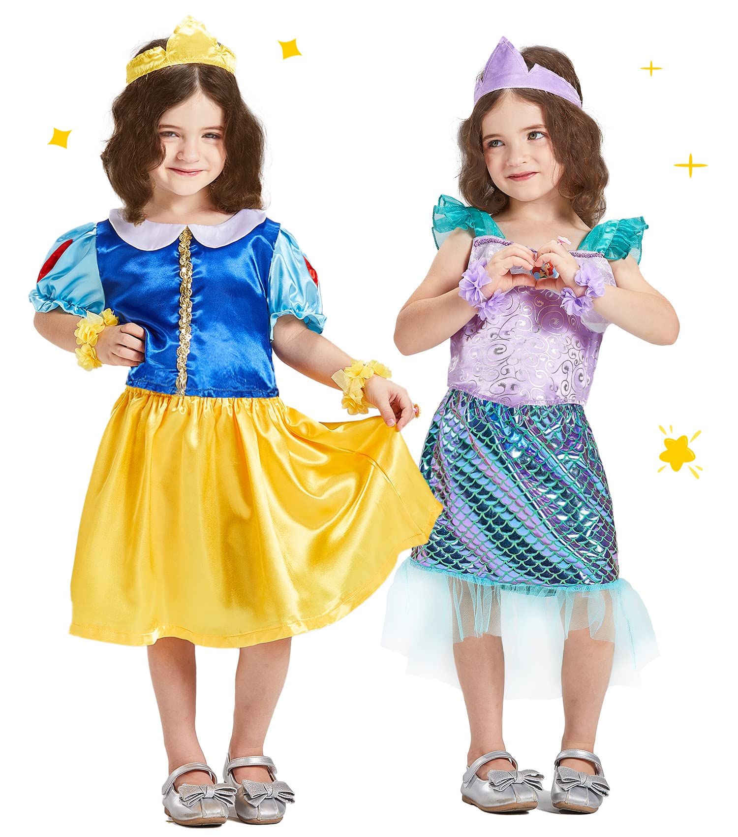 Princess Dress Up Clothes for Little Girls Costume Trunk 32 Piece Pretend Role Play Dresses Age 3-6 Years