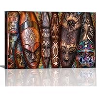 African American Wall Art Masks Tribal Ethnic Canvas Wall Decor Prints Poster Paintings Pictures Artwork for Living Room Bedroom Black Art Paintings for Wall Large Framed Ready to Hang 24 X 36 Inches