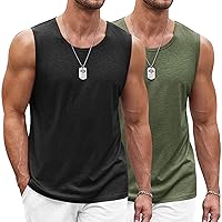 COOFANDY Men's Workout Tank Top 2 Pack Casual Soft Sleeveless Gym Muscle Shirts Bodybuilding Tee