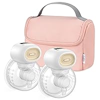 Nuliie Double Hands-Free Breast Pump with Storage Bag, Electric Wearable Breast Pump with 4 Suction Modes 12 Levels, Included 14/17/20/24/27mm Flange to Fit Every Moms (2 Packs, White)