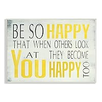 The Stupell Home Décor Collection Be So Happy Typography Wall Plaque, 10 x 0.5 x 15, Proudly Made in USA