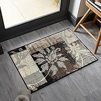 Superior Indoor Area Rug, Jute Backed, Perfect for Entryway, Office, Living/Dining Room, Bedroom, Kitchen, Floor, Modern Floral Patchwork Decor, Pastiche Collection, 2' x 3', Beige