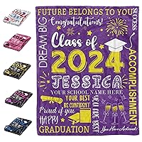YESCUSTOM Personalized Graduation Blankets with Name & Photo Class of 2024 Custom Graduates Throw Blanket Made In USA Graduation Gifts for Boys Girls Seniors High School College