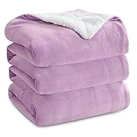 Bedsure Sherpa Fleece Blankets King Size for Bed - Thick and Warm Blanket for Winter, Soft Fuzzy Plush King Blanket for All Seasons, Lilac, 108x90 Inches