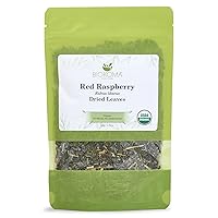 Pure and Organic Red Raspberry Dried Leaves 50g (1.76oz) In Resealable Moisture Proof Pouch, USDA Certified Organic - Herbal Tea, No Additives, No Preservatives, No GMO