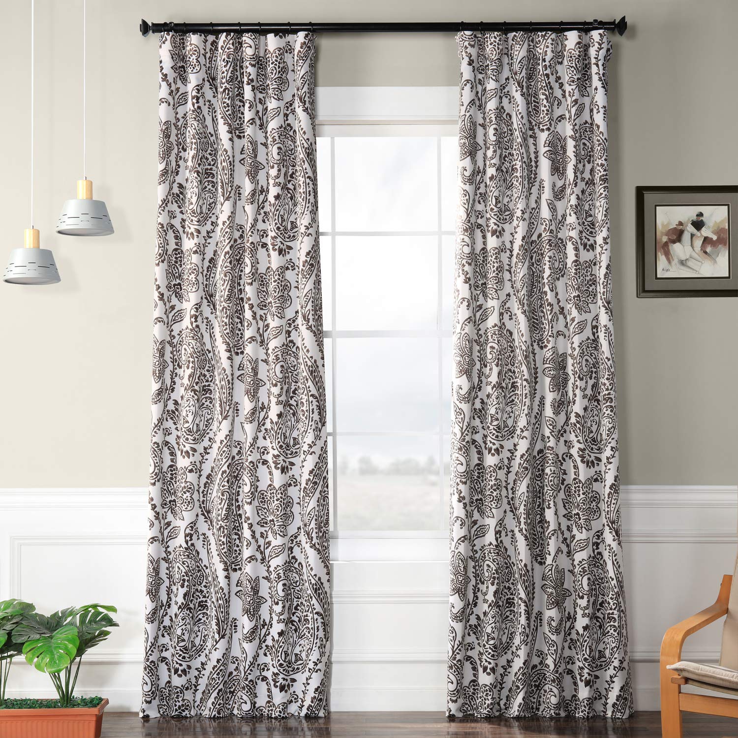 HPD Half Price Drapes Printed Room Darkening Curtain 50 X 84 (1 Panel), BOCH-KC16072D-84, Tea Time Ochre