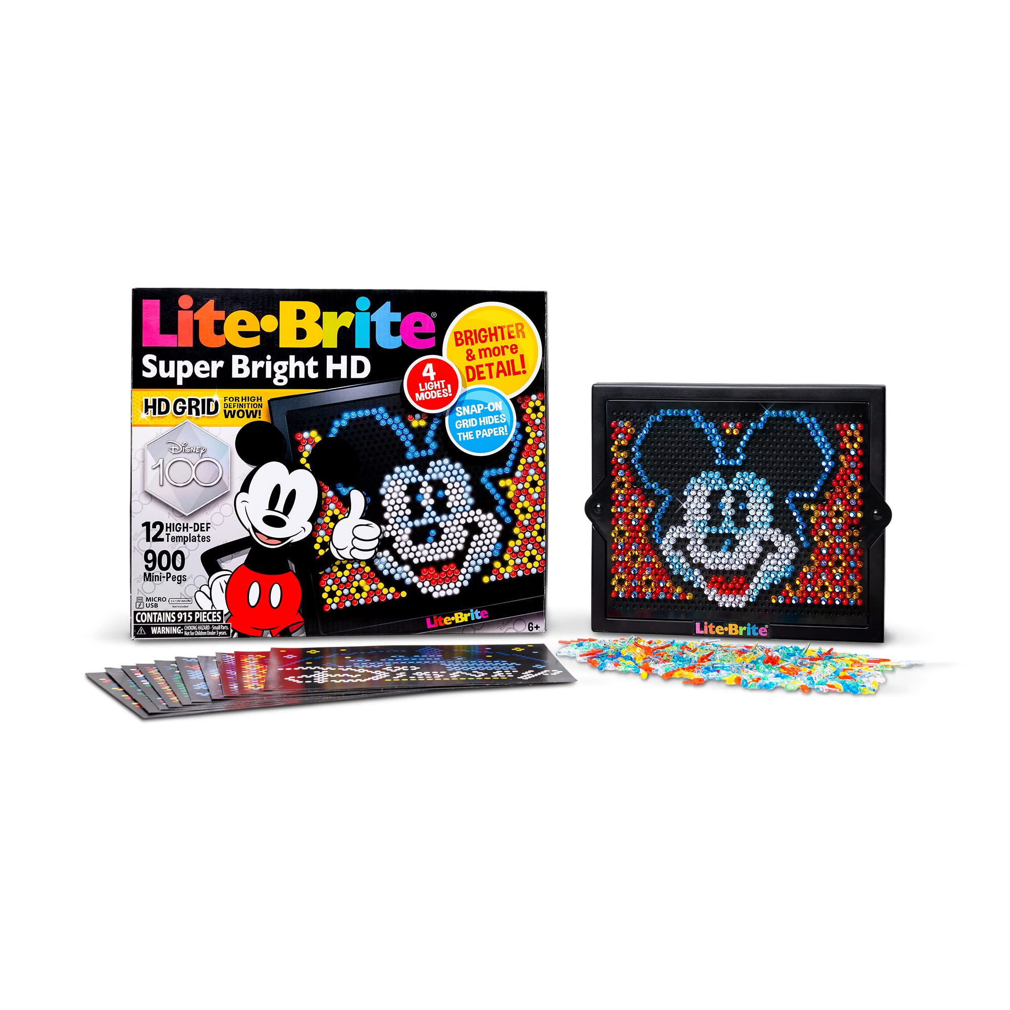 Lite Brite Disney Super Bright High Definition,100 Years of Wonder, Special Edition, Educational Learning Toy, Great Holiday, Christmas, Birthday Gift for Girls and Boys Ages 6,7,8,9,10+