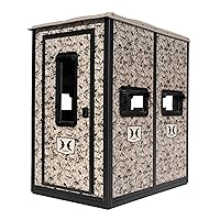 Double Hunting 4' W x 6' D x 6.5' T Assembled Camo Concealing Insulated Steel Box Blind Floor with Rubber Pad and Multiple One-Hand-Operable Windows