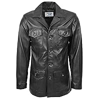 DR136 Men's Classic Safari Leather Jacket Black