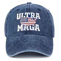 Ultra MAGA Hat American Flag Baseball Cap 2024 Trump Trucker Hat for Women Men Distressed Blue, X-Small-3X-Large