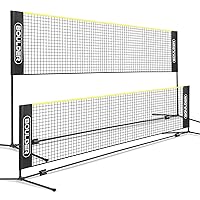 Boulder Badminton Pickleball Net - Adjustable Portable Net for Junior Tennis, Kids Volleyball & Soccer, and Backyard Games - Easy Setup Nylon Sports Net with Poles 10 ft/14ft/17ft/22ft Wide