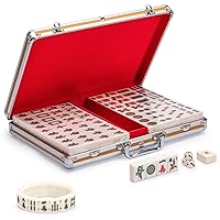 Yellow Mountain Imports Mahjong Bundle - Champion-Size Chinese Mahjong Game Set and Mahjong Mini-Tiles Stretchy Bracelet