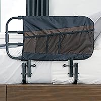 EZ Adjust Bed Rail, Adjustable Senior Bed Rail and Bed Assist Grab Bar for Elderly Adults with Organizer Pouch
