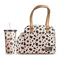 Fit & Fresh Lunch Bag For Women, Insulated Womens Lunch Bag For Work, Leakproof & Stain-Resistant Large Lunch Box For Women With Expandable Bottle Pocket, Zipper Closure Laketown Bag Cheetah Tumbler