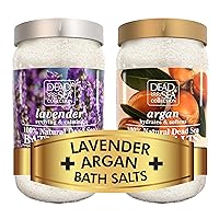 Bundle-Dead Sea Collection Bath Salts Enriched- Lavender and Argan -Natural Salt for Bath -2 X Large 34.2 OZ. - Nourishing Essential Body Care for Soothing and Relaxing Your Skin and Muscle