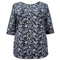 Women's Plus Size 3/4 Sleeve Round Neck Pullover Top