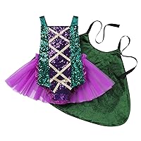 Baby Girl My First Halloween Outfit Sleeveless Sequins Tulle Romper + Cape for Birthday Cosplay Photo Shoot