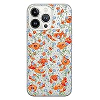 laumele Red Poppies Phone Case Compatible with iPhone SE 2022 Clear Flexible Silicone Clear Meadow Shockproof Cover