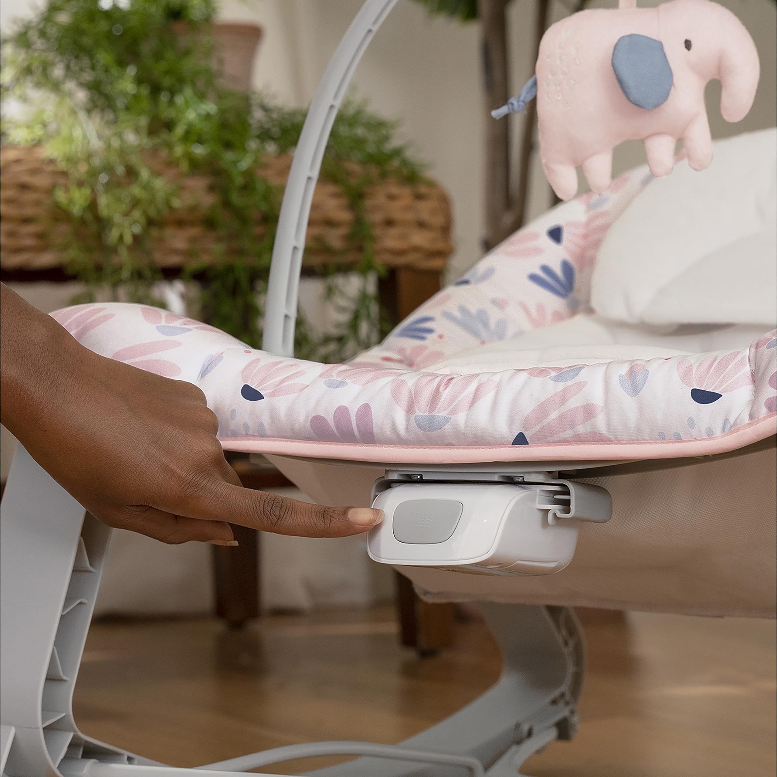 Ingenuity Keep Cozy 3-in-1 Grow with Me Vibrating Baby Bouncer Seat & Infant to Toddler Rocker, Vibrations & -Toy Bar, 0-30 Months Up to 40 lbs (Pink Burst)