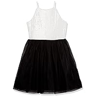 Calvin Klein Girls' Sleeveless Party Dress, Fit and Flare Silhouette, Round Neckline & Back Zip Closure