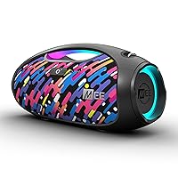 MEE audio partySPKR Bluetooth Wireless Speaker with Dynamic LED Lighting, 2 Subwoofers for Powerful Sound, Party Mode for Connecting 100+; Large Yet Portable for Indoor & Outdoor Use (Colorful)