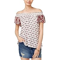 Womens Crochet-Trim Knit Blouse