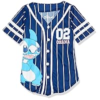 Girls Lilo & Stitch, Angel Baseball Jersey-Classic Mesh Button Down Shirt