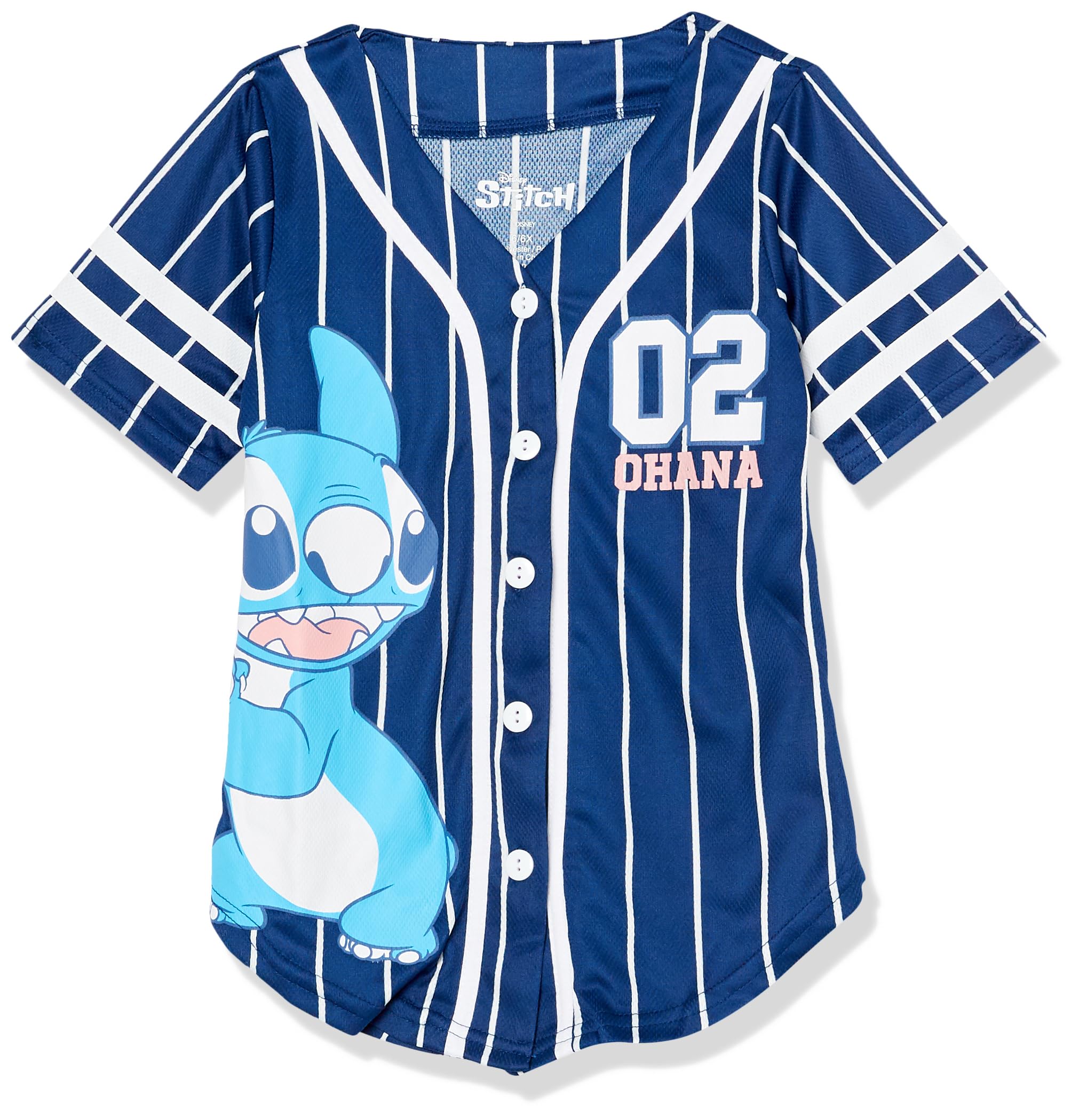 Disney Girls Lilo & Stitch, Angel Baseball Jersey-Classic Mesh Button Down Shirt
