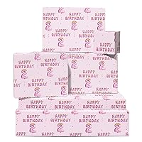 CENTRAL 23 Pink Wrapping Paper - 6 Sheets Wrapping Paper for Girls - 2 Years Old - Happy Birthday Wrapping Paper - Age Two - Comes With Stickers - Recyclable