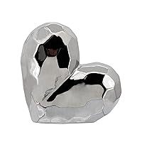 Sagebrook Home Creative Abstract Ceramic Heart Sculpture, Room, Office Décor or Gift, Silver, 8 L x 3 W x 8 H Inches
