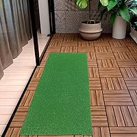 Sweethome Meadowland Collection Indoor and Outdoor Green Artificial Grass Turf Runner Rug 2'7