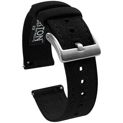 BARTON Canvas Quick Release Watch Band Straps - Choose Color & Width - 18mm, 19mm, 20mm, 21mm, 22mm, 23mm, or 24mm