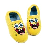 SpongeBob SquarePants Kids Slippers | Boys Girls Animated Character Yellow Blue Elasticated Heel Support House Sliders