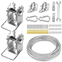 FZENeast Shade Sail Hardware Kit Include Winches & Wire Rope, Anti-Rust Stainless Steel Sun Shade Hardware Kit for Rectangle Square Triangle Shade Sail Installation(75 PCS)