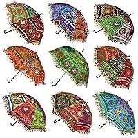 Marusthali Bohemian Handmade Design Cotton Multi Color Cotton Fashion Multi Colored Umbrella Embroidery Boho Umbrellas Parasol Wedding decor umbrella