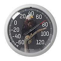 Taylor Nature Series Eagle Indoor Outdoor Dial Thermometer, Decor for Patio, Pool, or Garage, 13.25 Inch, Gray Bezel
