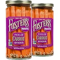 Foster's Pickled Carrots- Original- 16oz (2 Pack) - Pickled Carrots in a Jar - Traditional Pickled Vegetables Recipe for 30 years - Gluten Free - Fat Free Carrots Pickled - Preservative Free Pickles