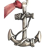 Pewter Anchor with Ropes Christmas Ornament