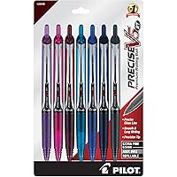 Pilot, Precise V5 RT Refillable & Retractable Liquid Ink Rolling Ball Pens, Extra Fine Point (0.5 mm) Assorted Ink Colors, Pack of 7