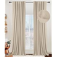 100% Blackout Shield Linen Blackout Curtains for Bedroom 108 Inches Long,Back Tab/Rod Pocket Living Room Drapes,Thermal Insulated Textured Blackout Curtains 2 Panels Set,50