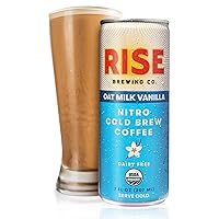 RISE Brewing Co. | Vanilla Oat Milk Nitro Cold Brew Coffee | No Sugar Added & No Dairy | Organic & Non-GMO | Low Acidity & Vegan | 7 fl. Oz. Cans