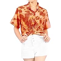 LA LEELA Women's Short Sleeve Blouse Hawaiian Shirt