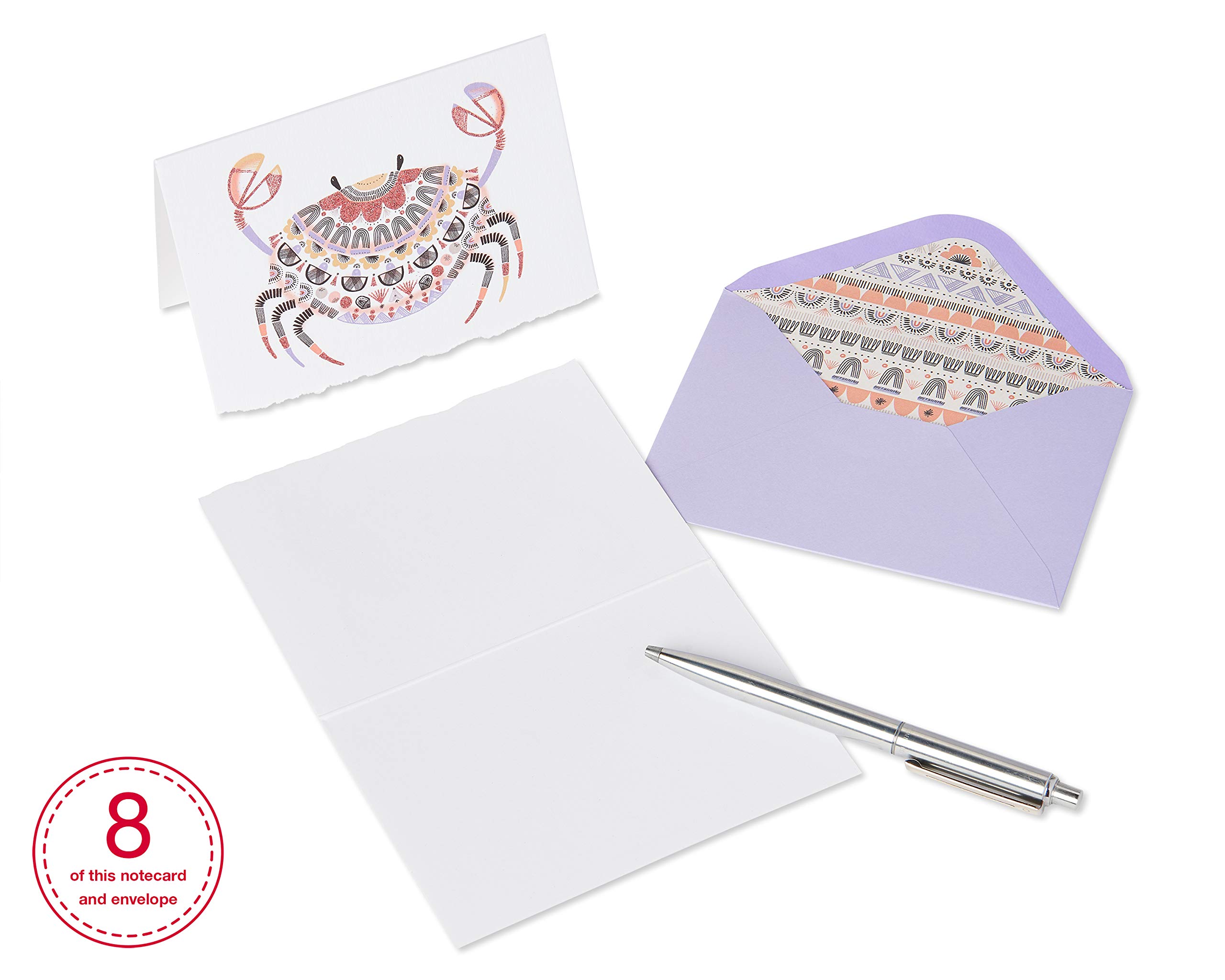 Papyrus Blank Cards with Envelopes, Crab (8-Count)