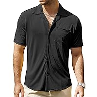 VATPAVE Mens Casual Summer Shirts Short Sleeve Button Down Shirts Fashion Textured Beach Hawaiian Shirts with Pocket