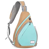 ZOMAKE Sling Bag for Women Men:Small Crossbody Sling Backpack - Mini Water Resistant Shoulder Bag Anti Thief Chest Bag Daypack for Travel Hiking Outdoor Sports(Brown/Cyan)